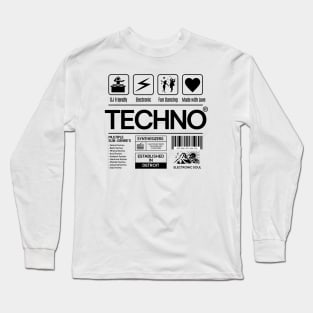 TECHNO  - Product Label (Black) Long Sleeve T-Shirt